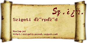 Szigeti Árpád névjegykártya
